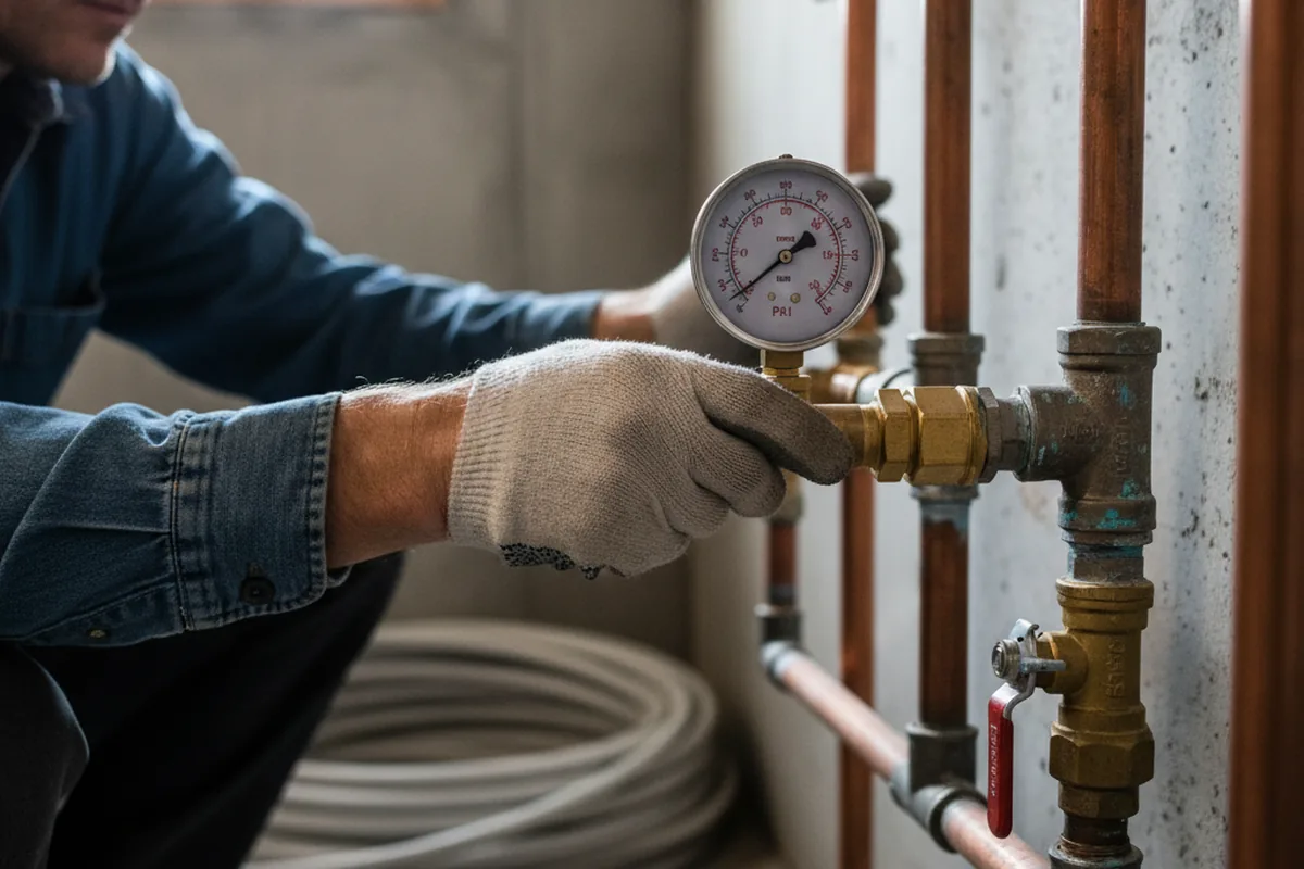 Pressure testing a repaired line during Water Line Repair in Crest Hill